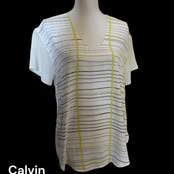 ❤️* CALVIN KLEIN   Hi-Lo BLOUSE    LARGE - Picture 1 of 9